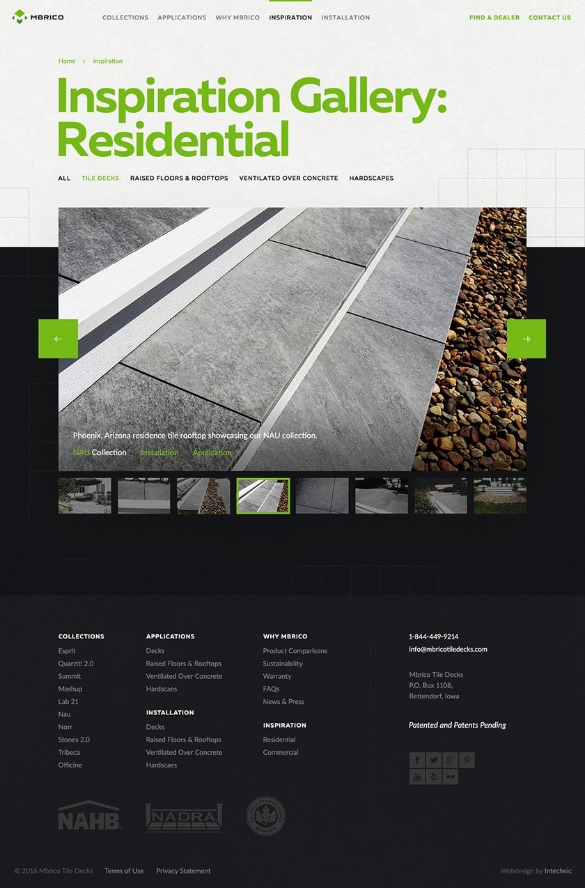 Manufacturing Website UX Design Case Study - Inspiration Gallery: Residential