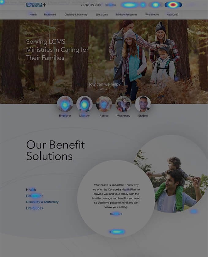 Insurance UX Website Design Case Study - We Keep Making the Best Website Even Better - Heatmap